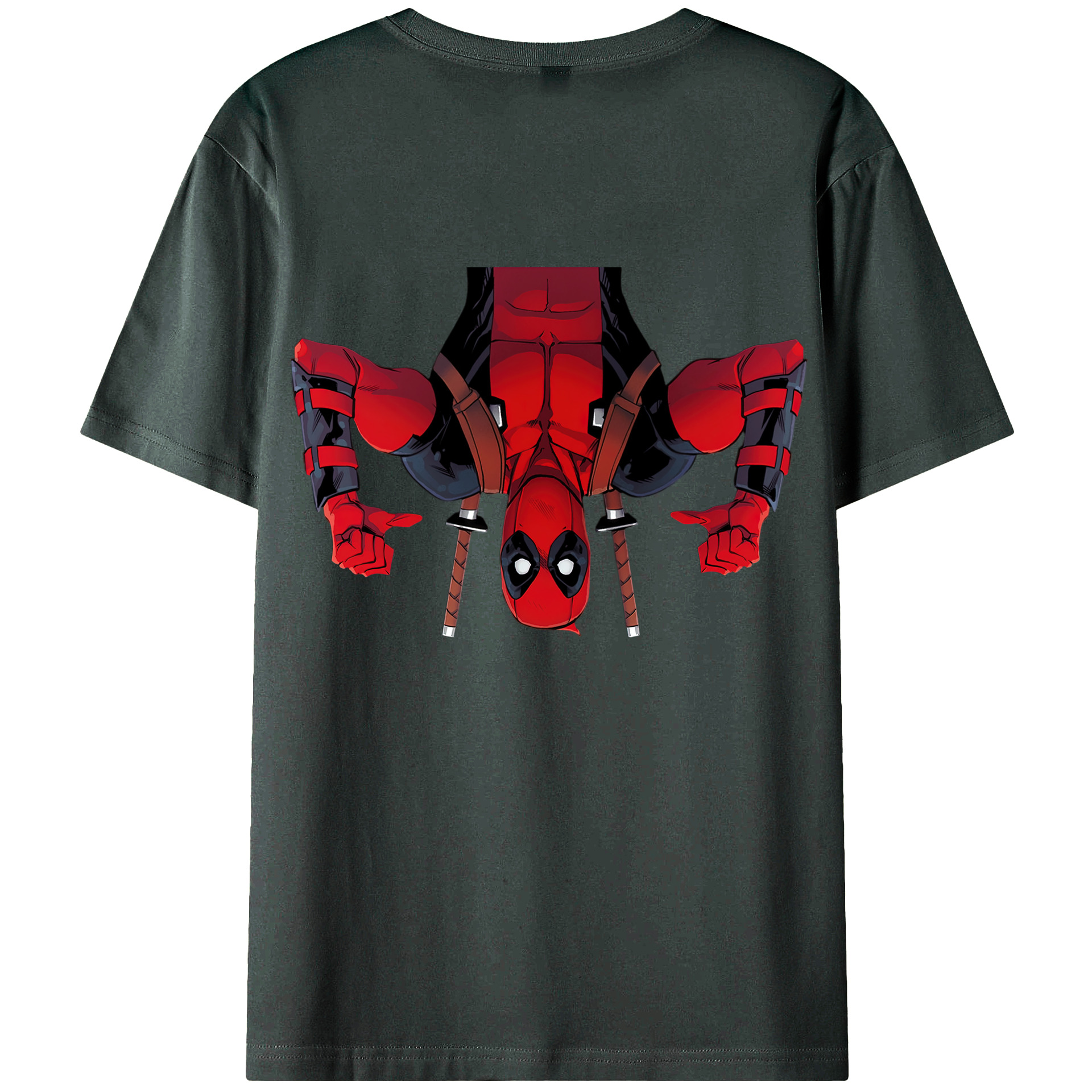 （画像用） Deadpool デッドプール 綿100％ メンズ半袖Tシャツ（バックプリント） 通気性